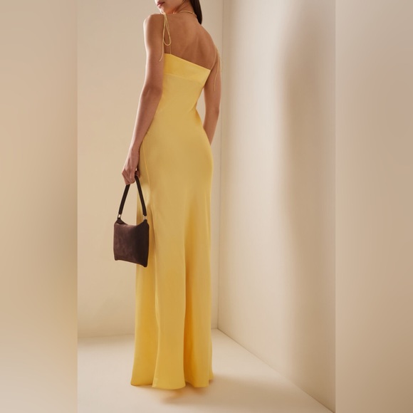 SOLD NWT Anna October Yellow Tulip Satin Maxi Dress - Picture 5 of 11